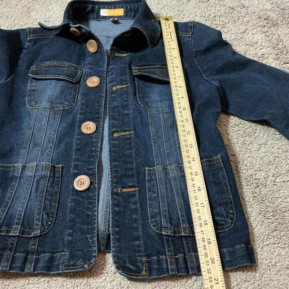 Y2K Tulle Women's Dark Wash Denim Jacket Size Small Button Front Pockets - Picture 4 of 6